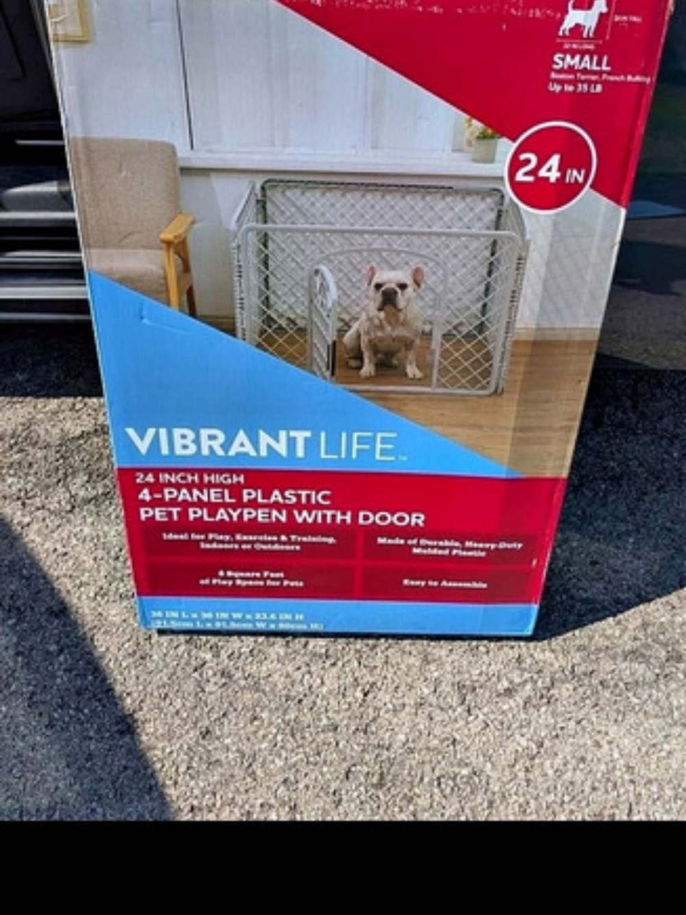 Vibrant Life 24 Inch High 4-Panel Plastic Pet Playpen with Door 4-Panel Plastic